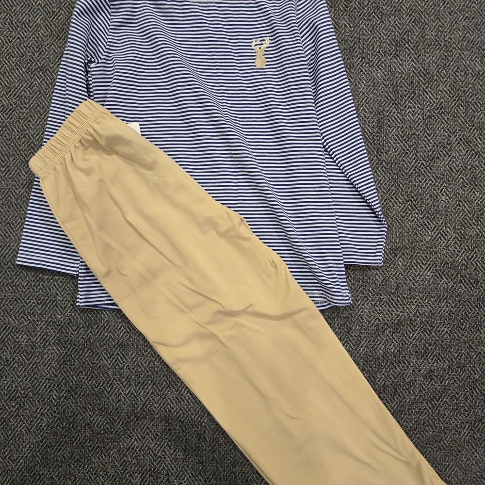 Kids Striped Blue and Tan Matching Set